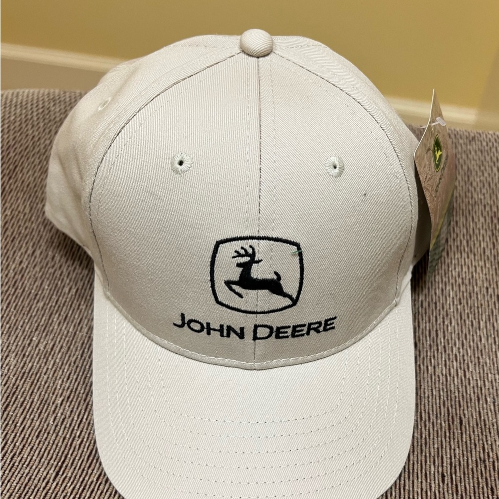 John Deere Beige Cap with Black Emblem